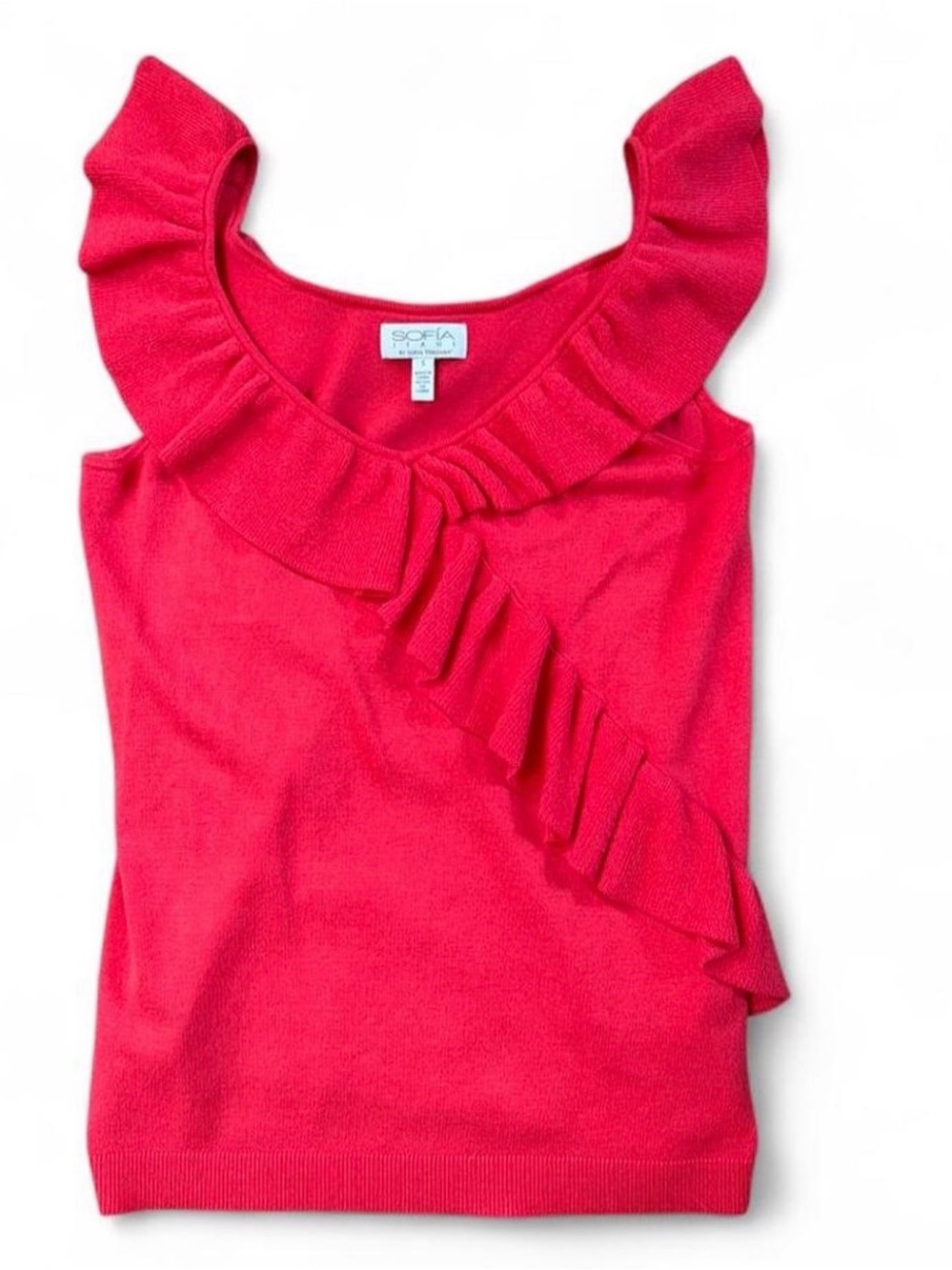 Sofia by sofia vergara Red Ruffle Neck Knit Tank